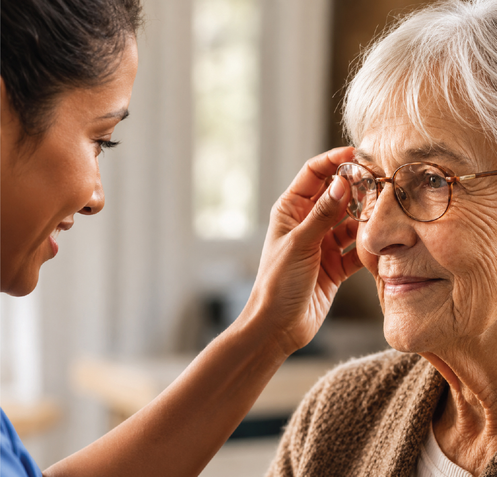 A&B Homecare caregiver with a client