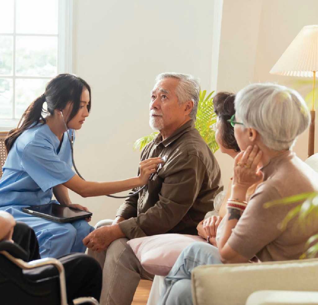 Caregiver helping organize household tasks
